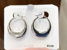 Load image into Gallery viewer, Silver Shell Hoop Earrings