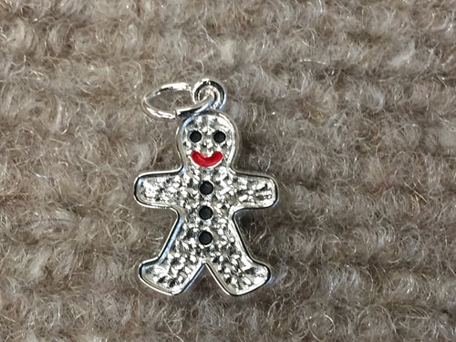 Gingerbread Man Silver Charm