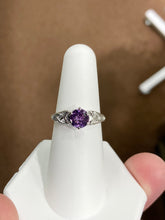 Load image into Gallery viewer, Amethyst Silver Celtic Trinity Ring