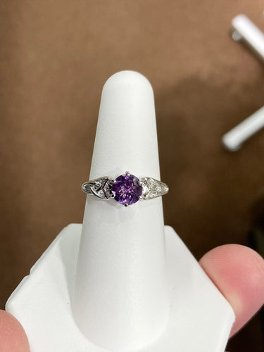 Amethyst Silver Celtic Trinity Ring