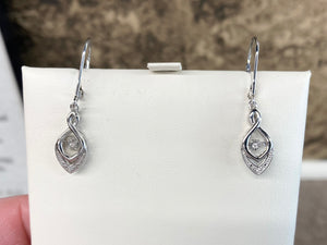 Silver Shimmer Diamond Dangle Earrings