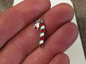 Candy Cane Silver Charm
