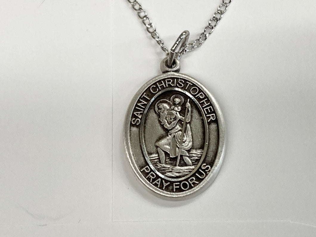 Saint Christopher Silver Pendant With Chain