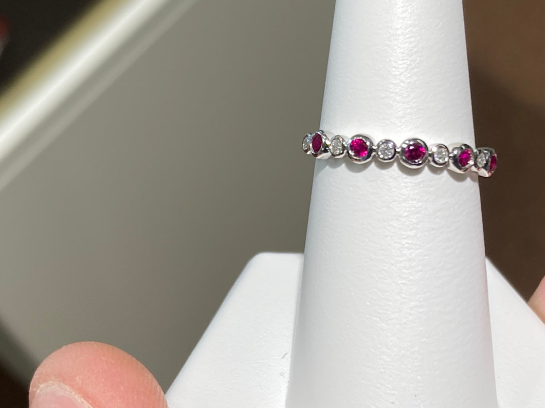 Ruby And Diamond Silver Ring
