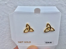 Load image into Gallery viewer, Celtic Infinity 14 K gold earrings