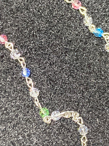 Multi Colored Silver Plated Rosary Beads