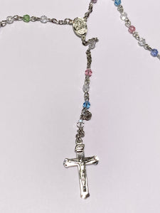 Multi Colored Silver Plated Rosary Beads