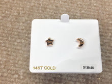 Cargar imagen en el visor de la galería, Star &amp; Moon 14 K Rose Gold Earrings