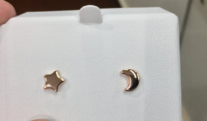 Star & Moon 14 K Rose Gold Earrings