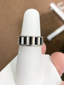Onyx & Mother Of Pearl Silver Ring By John Kennedy
