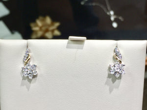 14 K Yellow And White Gold Diamond Earrings
