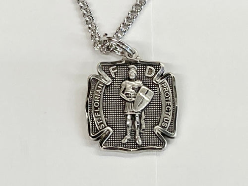 Saint Florian Silver Medal And Chain Religious