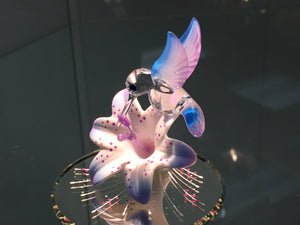 Hummingbird & Flower Glass Figurine