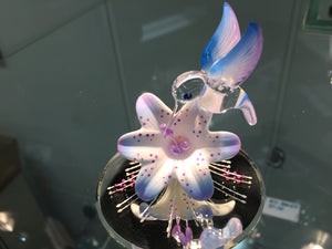 Hummingbird & Flower Glass Figurine