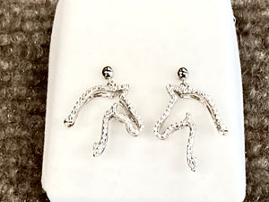 Silver Dangle Horse Crystal Earrings