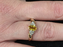 Charger l&#39;image dans la galerie, Yellow Sapphire And Diamond 14 K Yellow Gold Ring