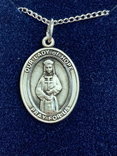 Our Lady Of Hope / Pontmain Silver Pendant With Chain