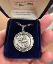 Load image into Gallery viewer, Saint Matthew Silver Pendant With 24 Inch Silver Chain Religious