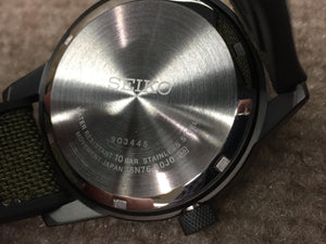 Seiko Big Date Sport Watch Carbon Fiber Style Dial
