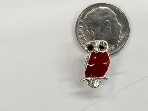 Owl Enameled Silver Bead