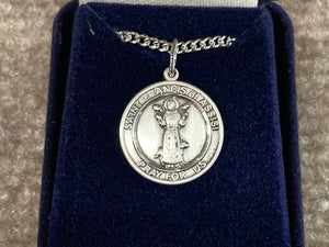 Saint Francis Of Assisi Silver Pendant With Chain Religious