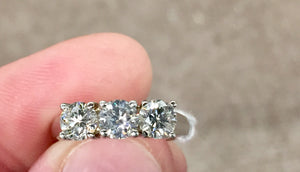 14K White Gold 1.50 Carat Three Diamond Engagement Ring