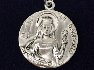 Saint Barbara Silver Pendant With Chain Religious