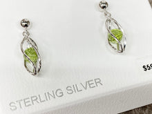Load image into Gallery viewer, Silver Caged Peridot Dangle Earrings