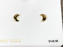 Cargar imagen en el visor de la galería, Half Moon 14 K Yellow Gold Earrings