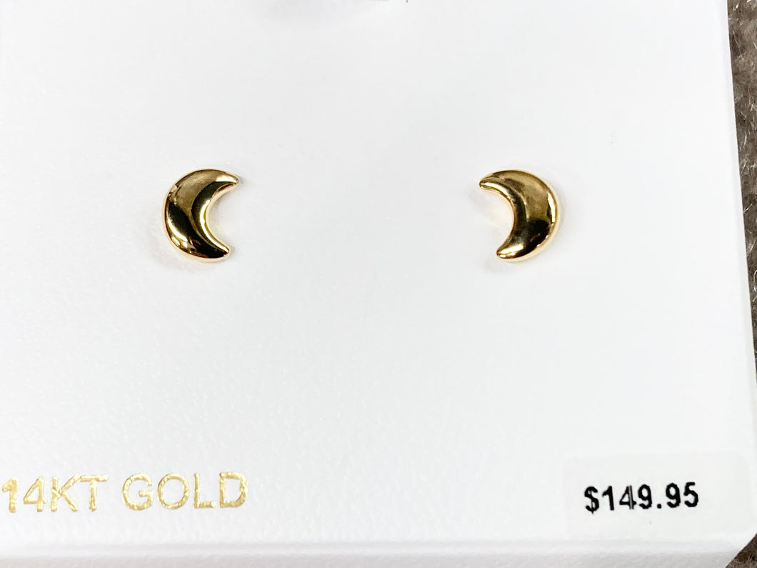 Half Moon 14 K Yellow Gold Earrings