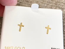 Laden Sie das Bild in den Galerie-Viewer, Gold Cross Earrings