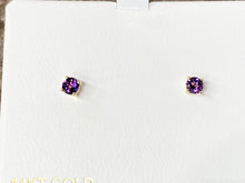 Load image into Gallery viewer, Amethyst 14 K Yellow Gold Stud Earrings