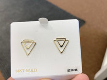 Load image into Gallery viewer, Triangle Geometric Yellow Gold Earrings