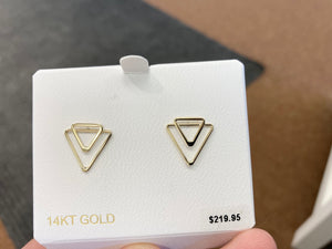Triangle Geometric Yellow Gold Earrings