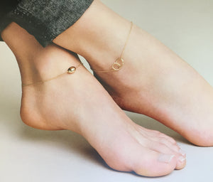 Twisted Ring Gold Anklet Adjustable
