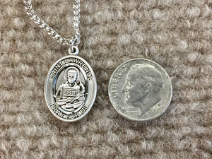 Saint Lawrence Silver Pendant With 18 Inch Chain Religious