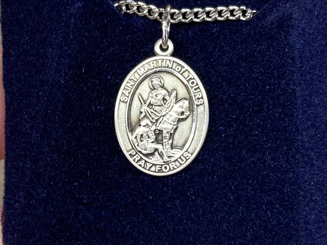 Saint Martin Of Tours Silver Pendant With 20 Inch Chain Religious