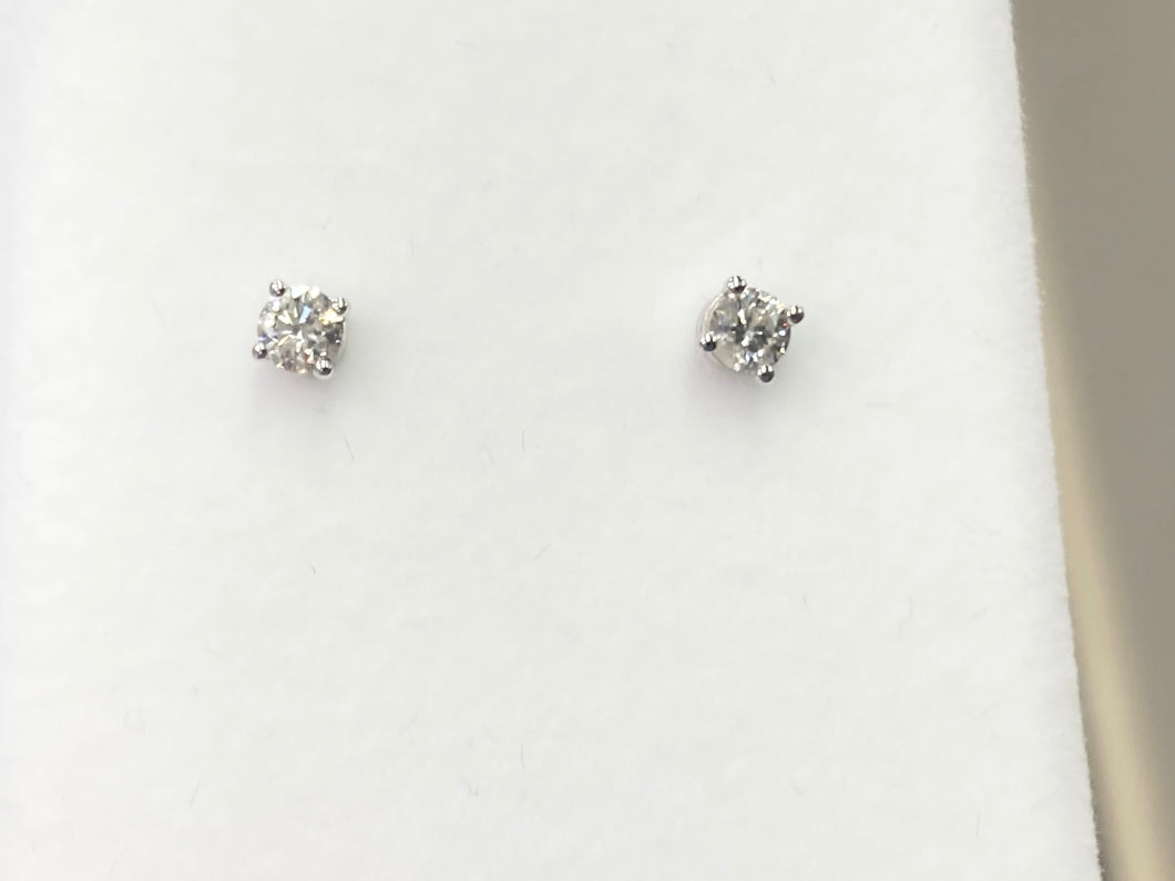 Quarter Carat White Gold Diamond Stud Earrings