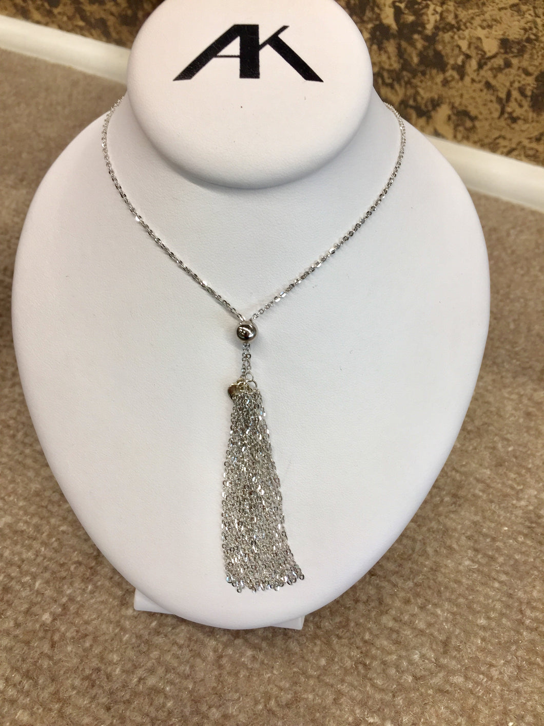 Silver Tassel Long Necklace