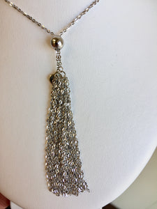 Silver Tassel Long Necklace