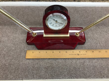 Load image into Gallery viewer, Wooden Mantel Desk Clock With Pens