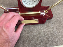 Load image into Gallery viewer, Wooden Mantel Desk Clock With Pens
