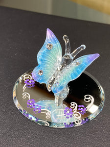 Blue Butterfly Glass Figurine