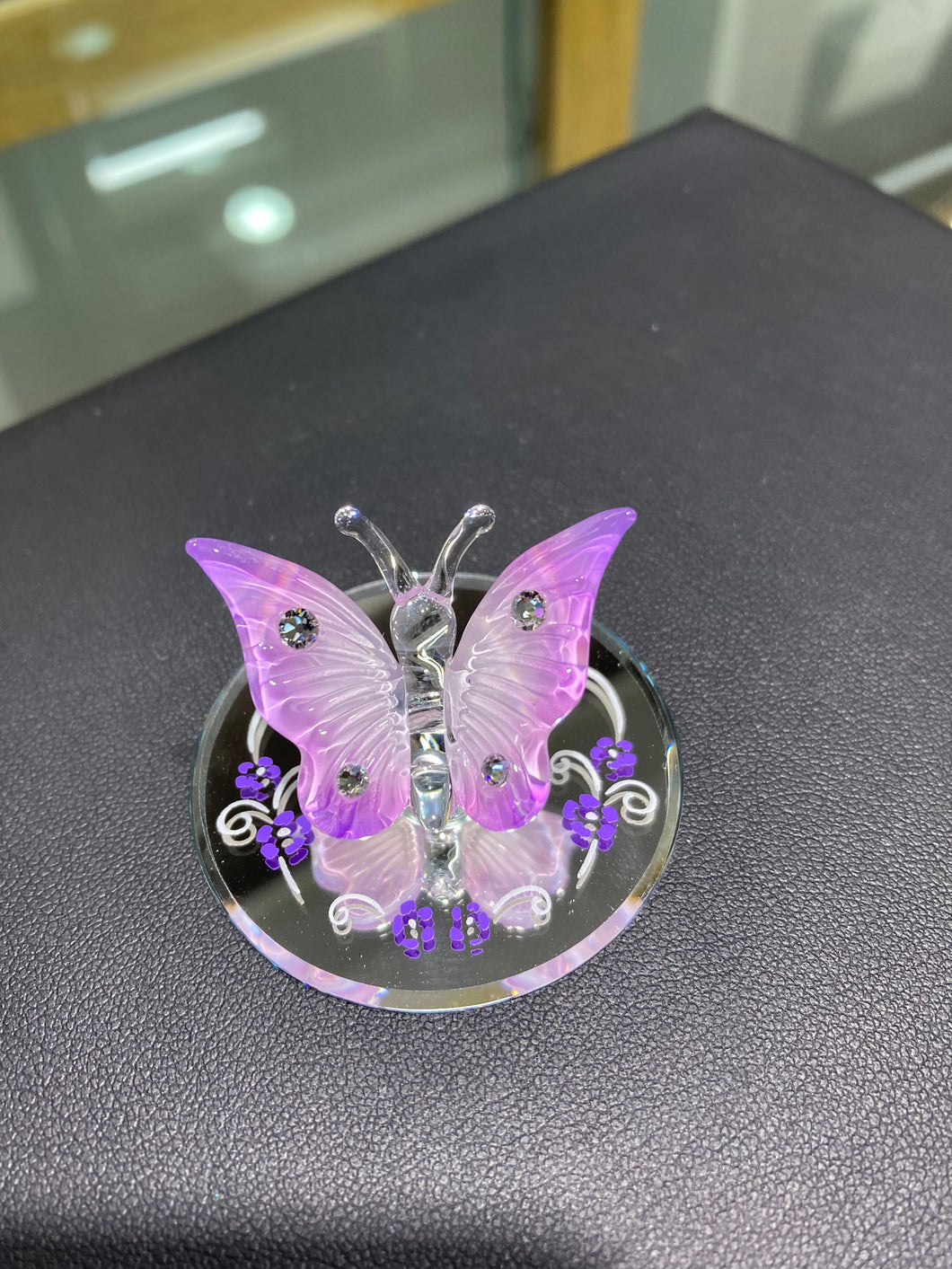 Pink Butterfly Glass Figurine