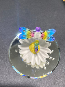 Dragon Fly And Daisy Glass Figurine
