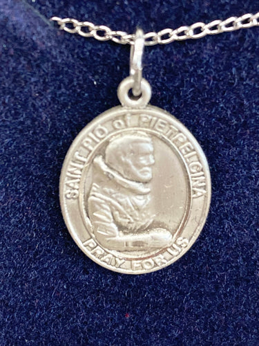 Saint Pio Of Pietrelcina Silver Pendant With Chain