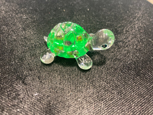 Small Green Turtle Glass Figurine