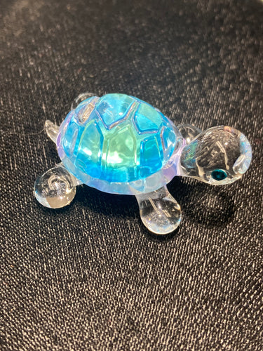 Blue Turtle Glass Figurine