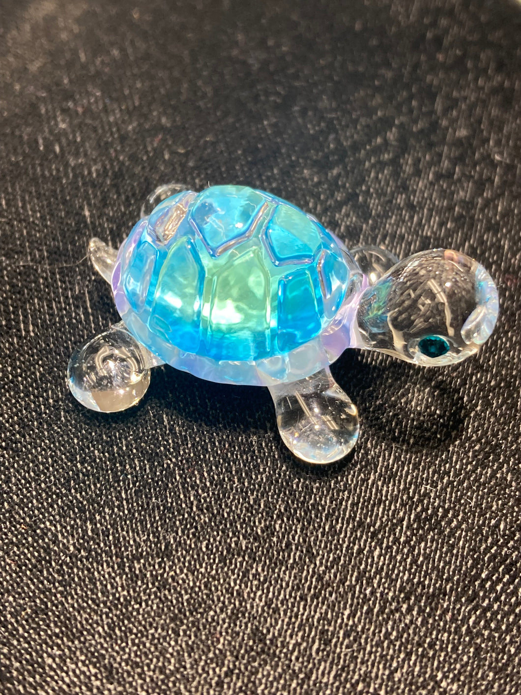 Blue Turtle Glass Figurine