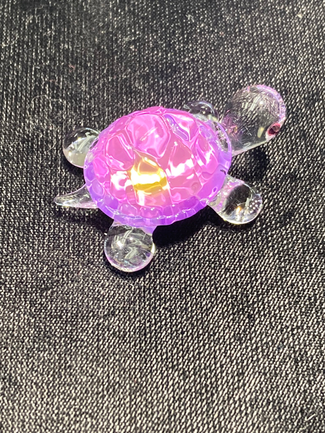 Small Pink Turtle Glass Figurine
